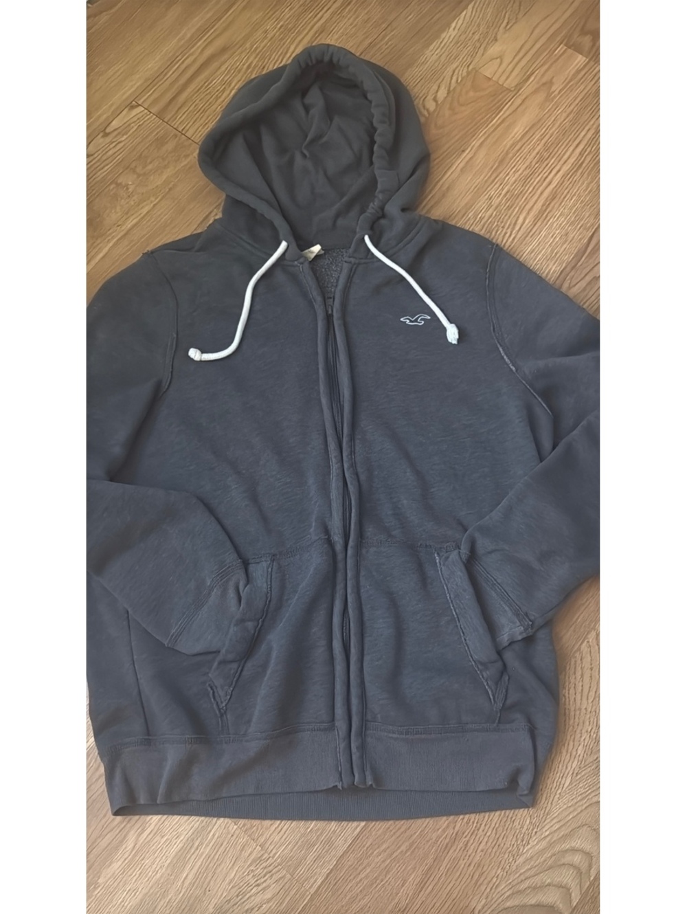 Hollister Men's Gray Zip-Up Hoodie Sweatshirt XL